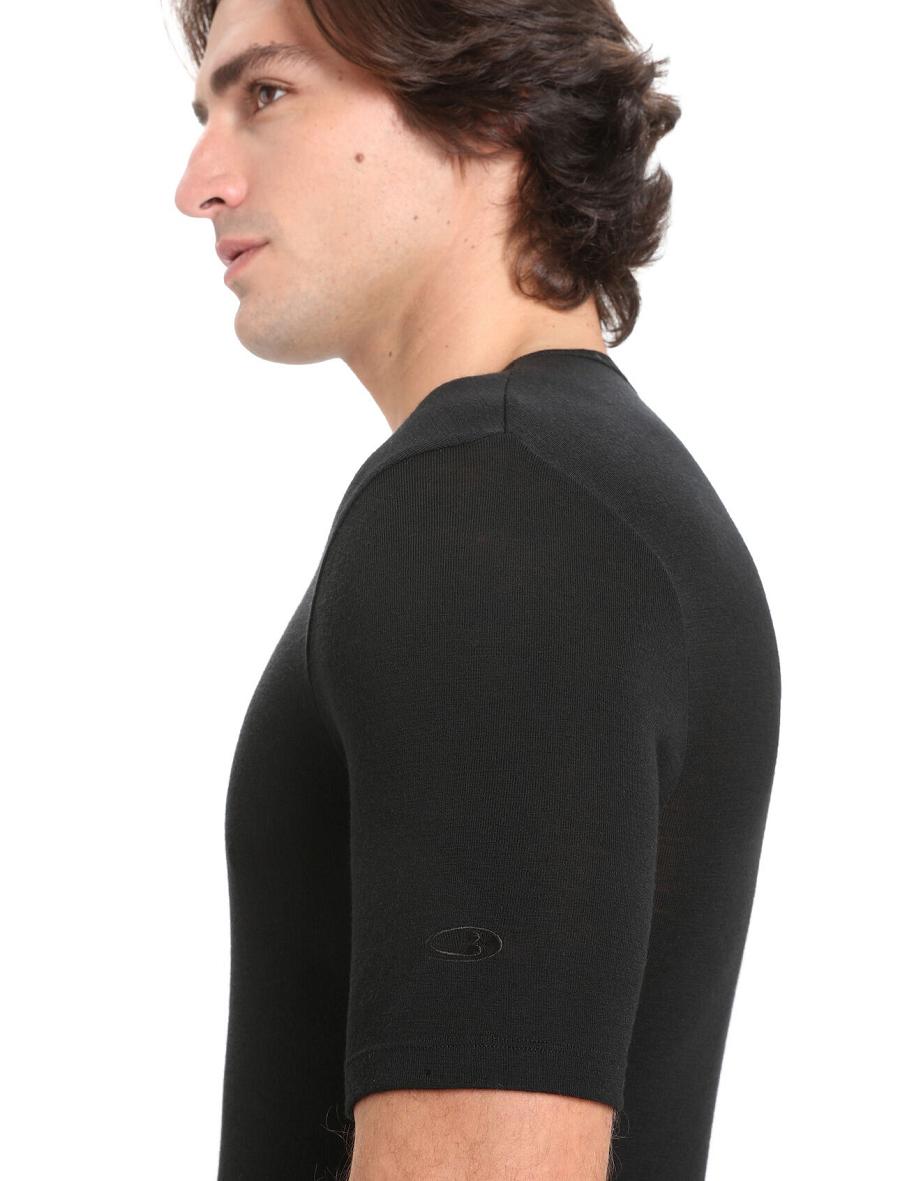 Icebreaker Merino 175 Everyday Lyhyt Sleeve Crewe Thermal Top Miesten Base Layers Mustat | FI 1378HAPK